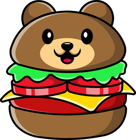 Brown Bear Burger  Illustration