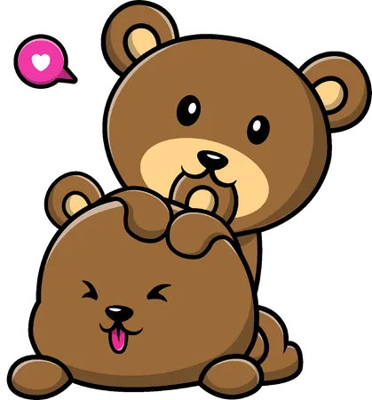 Brown Bear Couple  Illustration