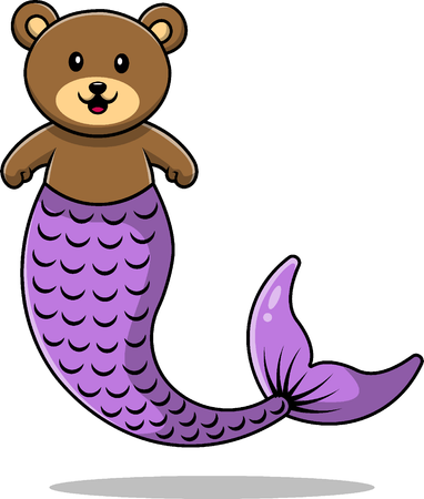 Brown Bear Mermaid  Illustration