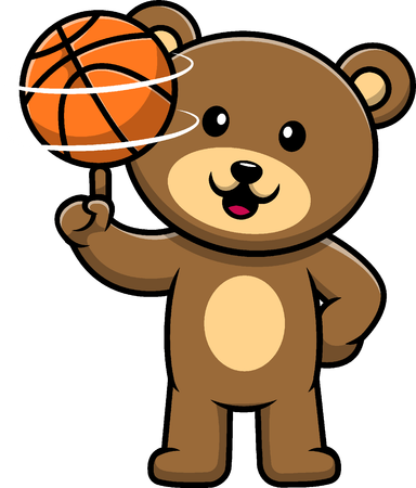 Brown Bear Playing Basket Ball  Illustration