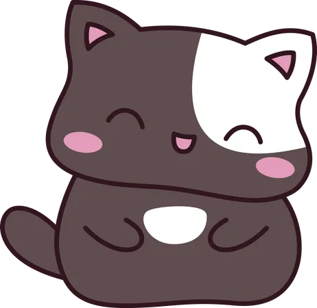 Brown Cute Cat Kitten Animal Mascot Character with Happy Expression  Illustration