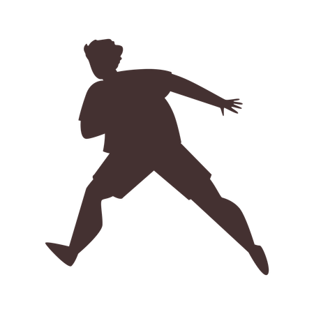 Brown silhouette of boy playing sport game  Illustration