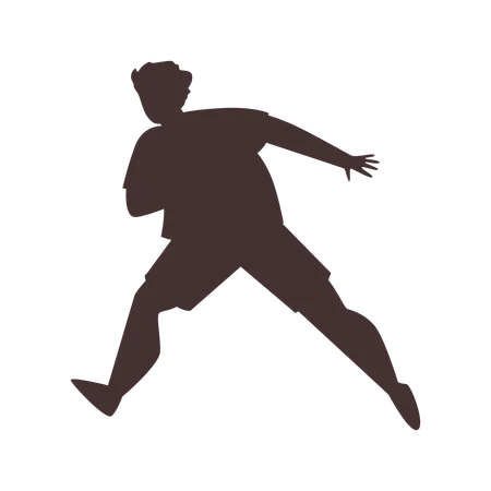 Brown silhouette of boy playing sport game  Illustration