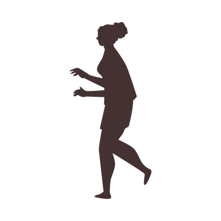 Brown silhouette of hurrying woman side view  Illustration