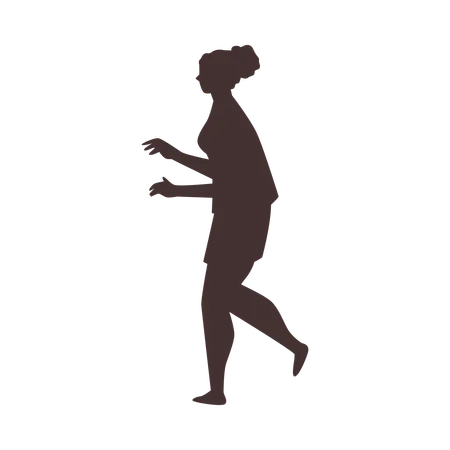 Brown silhouette of hurrying woman side view  Illustration