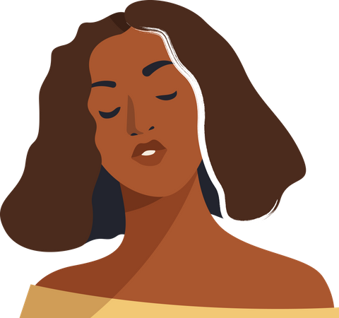 Brown woman close eyes pose  Illustration