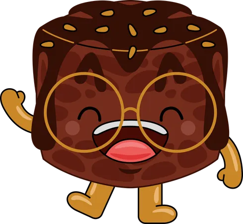 Personagem mascote brownie acenando com a mão  Ilustração