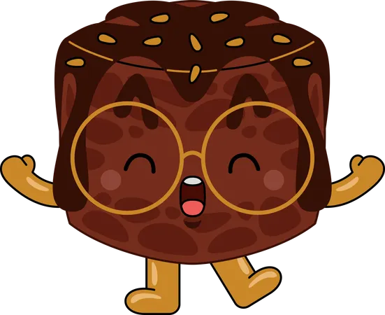 Personagem mascote brownie com braços abertos  Ilustração