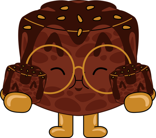 Personagem mascote brownie comendo brownie  Ilustração