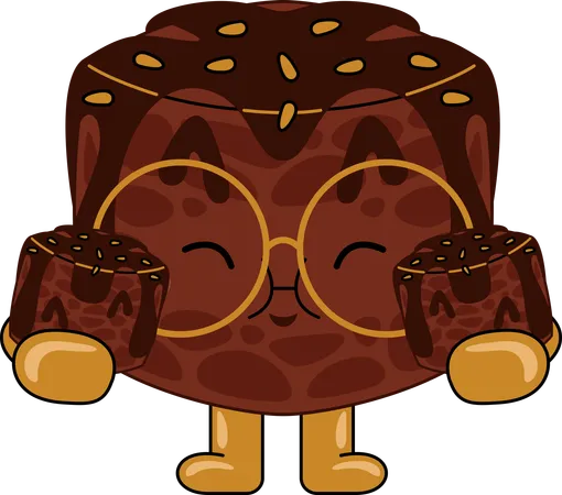 Personagem mascote brownie comendo brownie  Ilustração