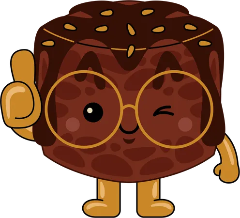 Personagem mascote Brownie mostrando polegares para cima  Ilustração