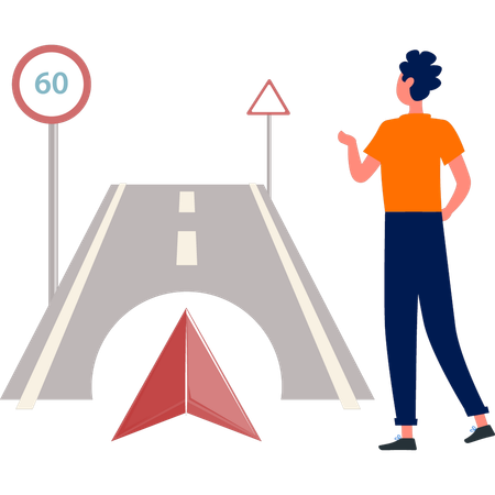 Brückenstraße mit darauf geschriebener Geschwindigkeit  Illustration