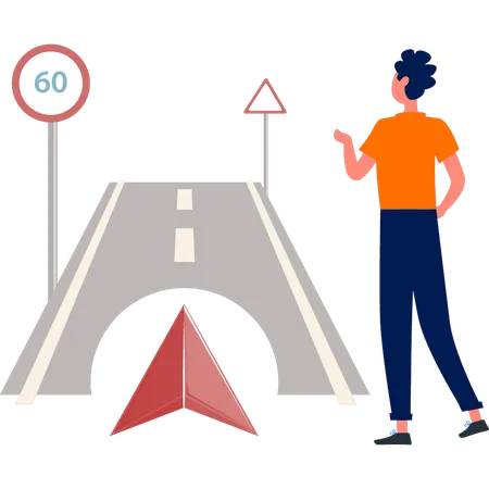 Brückenstraße mit darauf geschriebener Geschwindigkeit  Illustration