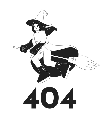 Error 404 de brujería en blanco y negro  Ilustración