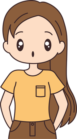 Brunette girl with long hair  Illustration