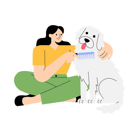Brushing dog fur  Illustration