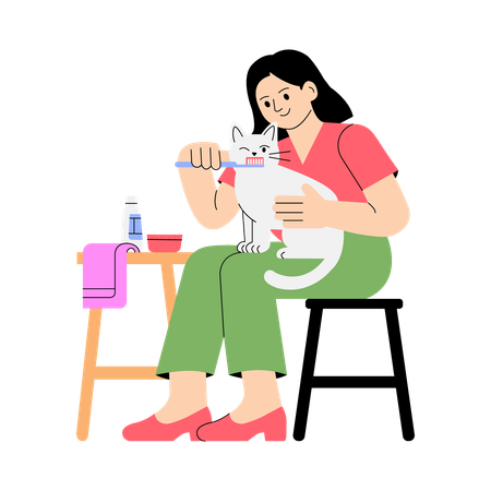 Brushing dog’s teeth  Illustration