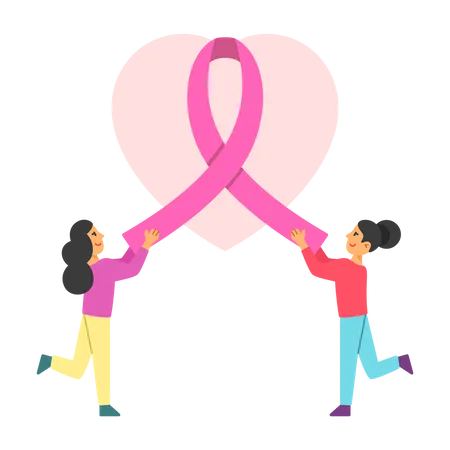 Teamkollegen zur Aufklärung über Brustkrebs  Illustration