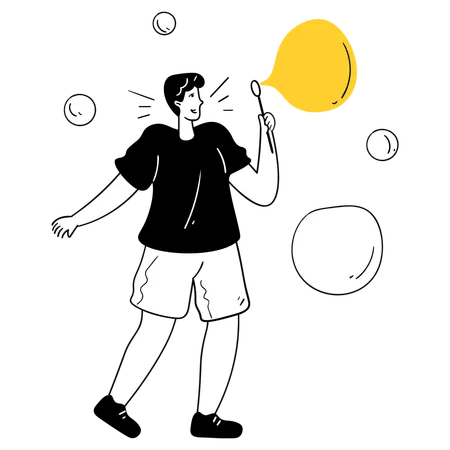 Bubble Blowing Moment  Illustration