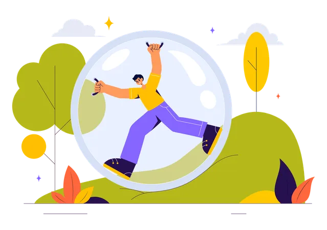 Bubble Bump Zorbing Sport  Illustration