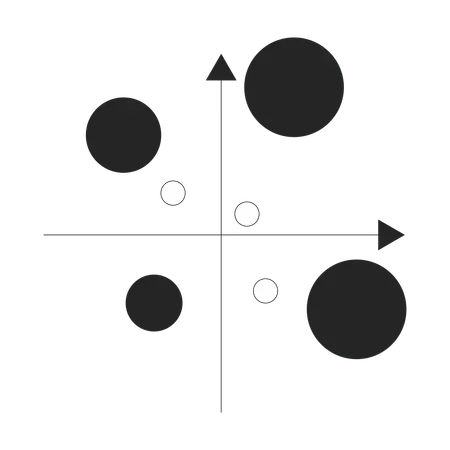 Bubble chart with axis indicators  Illustration
