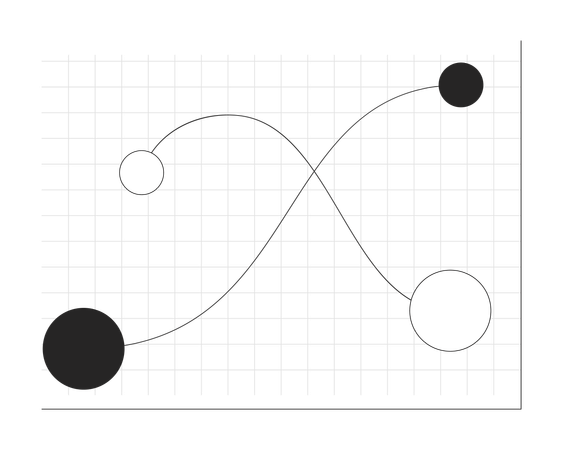 Bubble chart with crossing paths  Illustration