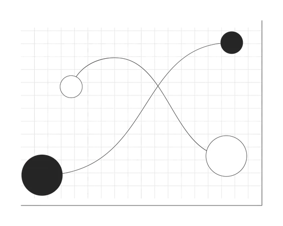 Bubble chart with crossing paths  Illustration