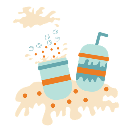 Bubble tea with ice cubes  イラスト