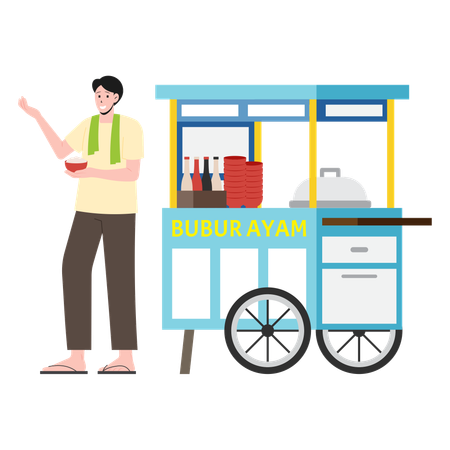 Bubur Ayam Street Vendor  Illustration
