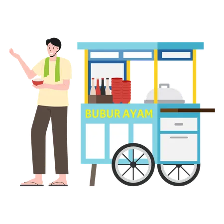 Bubur Ayam Street Vendor  일러스트레이션