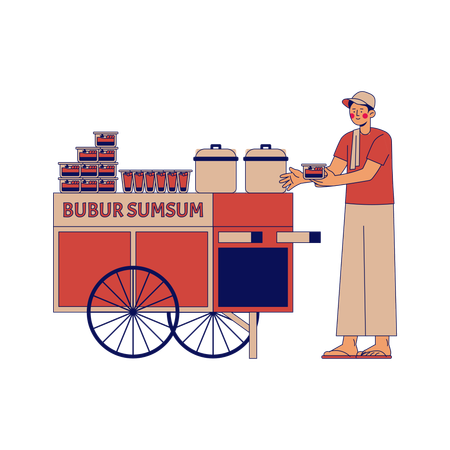 Bubur Sumsum street vendor  Illustration