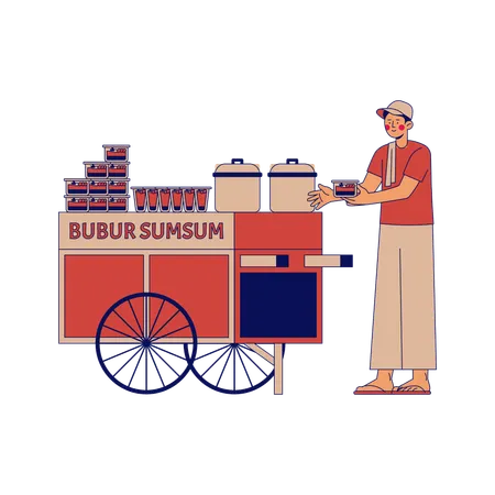 Bubur Sumsum street vendor  Illustration