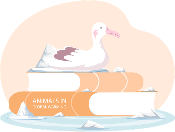 Bücher über Tiere während der globalen Erwärmung  Illustration