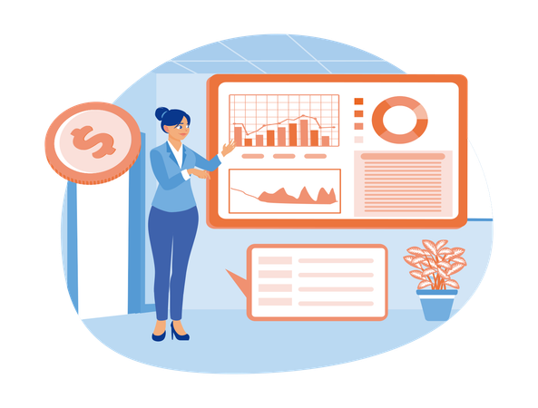 Buchhalter analysieren Finanzdaten von Unternehmen  Illustration