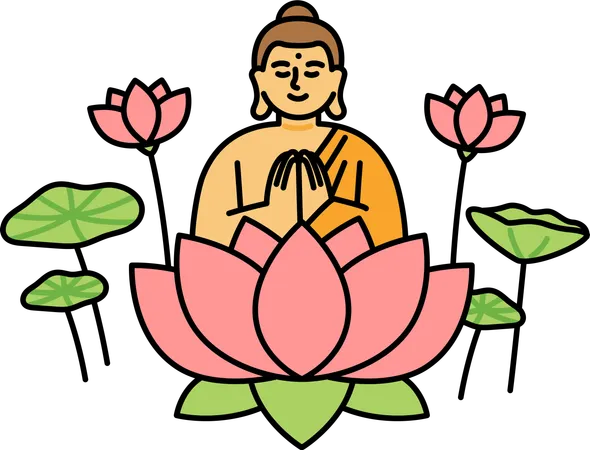 Buda fazendo meditação  Ilustração