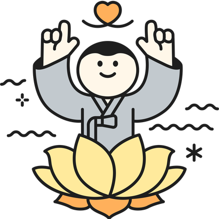 Buddhist boy with Lotus  Illustration