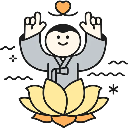 Buddhist boy with Lotus  Illustration