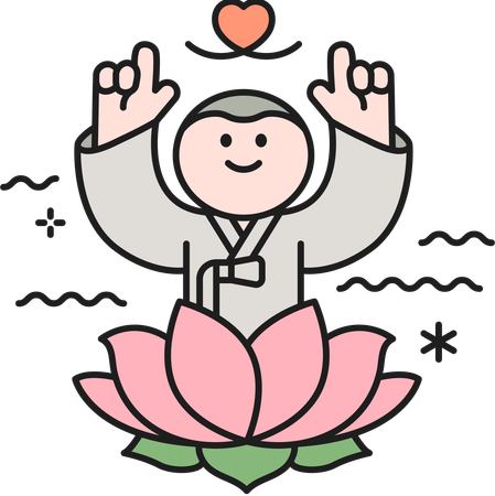 Buddhist boy with Lotus  Illustration