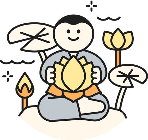 Buddhist holding Lotus  Illustration