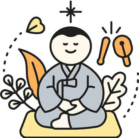 Buddhist man Chanting  Illustration