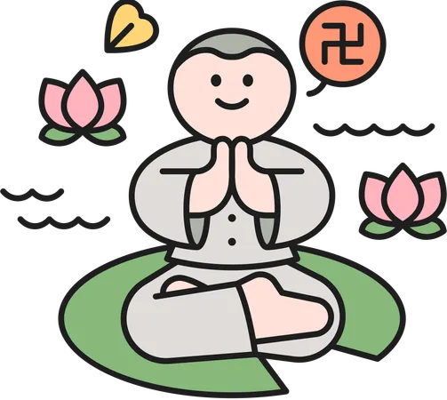 Buddhist man meditating  Illustration