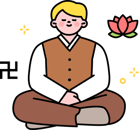 Buddhist man sitting in meditation  Illustration