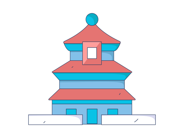 Buddhist monastery  Illustration