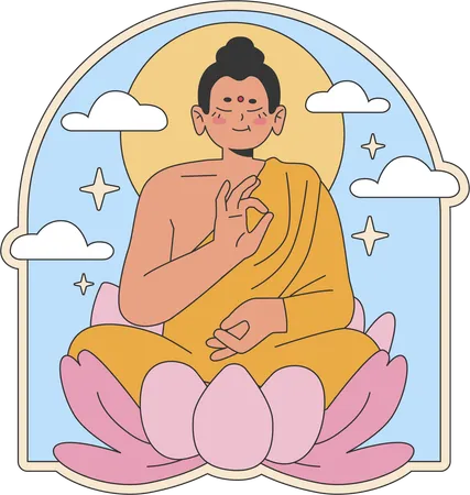 Buddhist monk doing meditation  Illustration