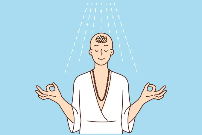 Buddhist monk doing meditation  Illustration
