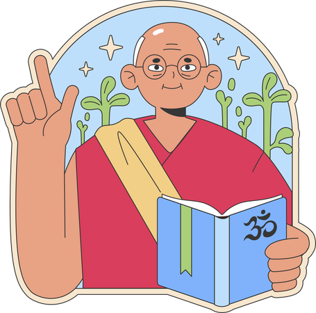 Buddhist monk holding holy book  Illustration