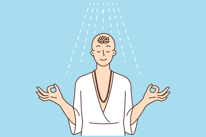 Buddhistischer Mönch beim Meditieren  Illustration