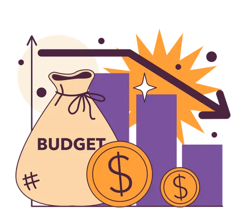 Budget Deficit As A Recession Indicator Financial Planning And Money Savings Significant Widespread And Prolonged Economic Slow Down Or Stagnation Flat Vector Illustration Illustration