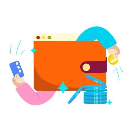 This Illustration Shows A User Managing Their Budget Through A Colorful App Interface Reflecting The Practicality Of Digital Tools In Financial Planning And Management Illustration