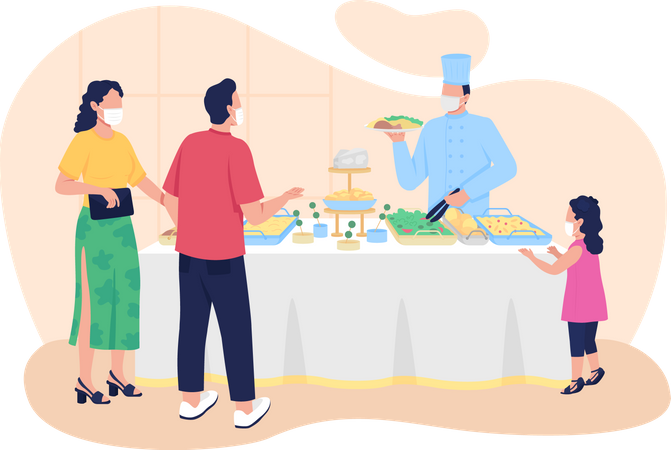 Buffet-style restaurant イラスト